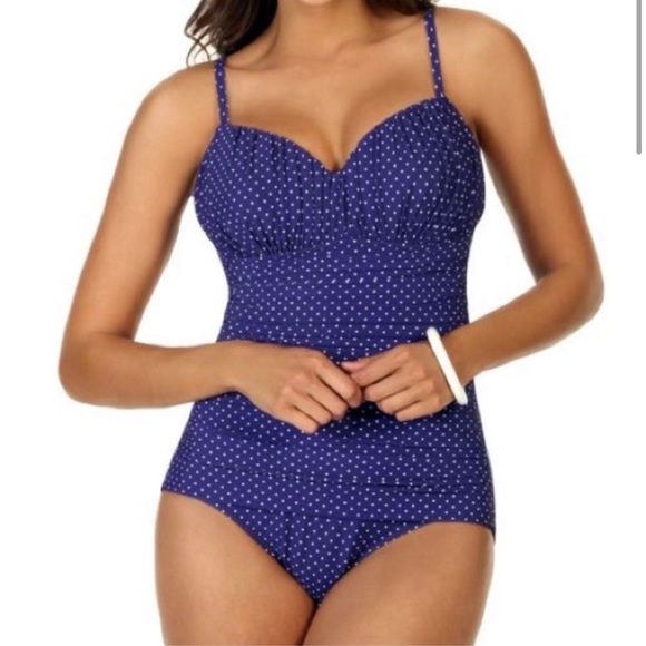 Miraclesuit Other - Miraclesuit Purple Polka Dot One Piece Swimsuit Size 8